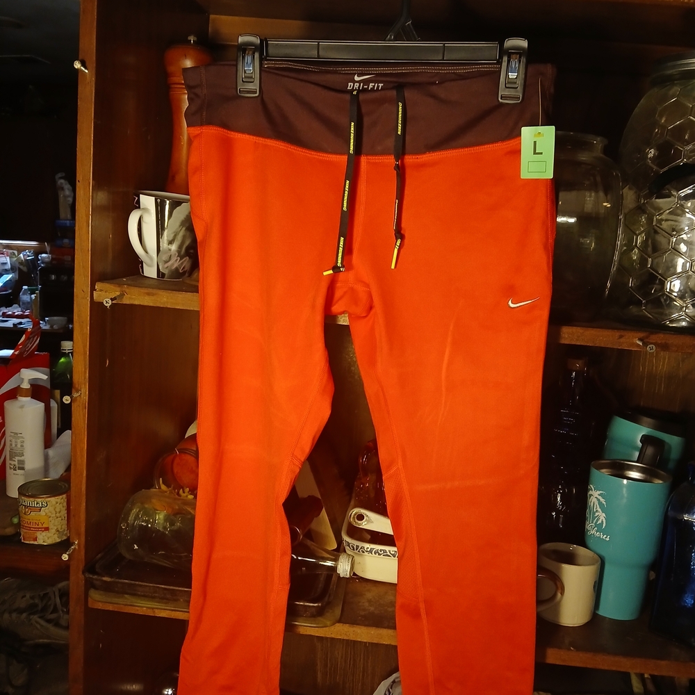 Nike Dri-fit L Black Orange Jogging Pants Women's Nike Running Track Pants